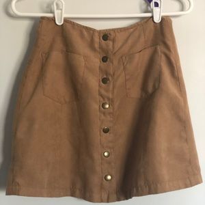 Button down suede skirt